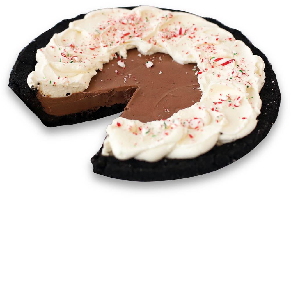 Sliced Vegan Chocolate Peppermint Cream Pie from The Pie Hole